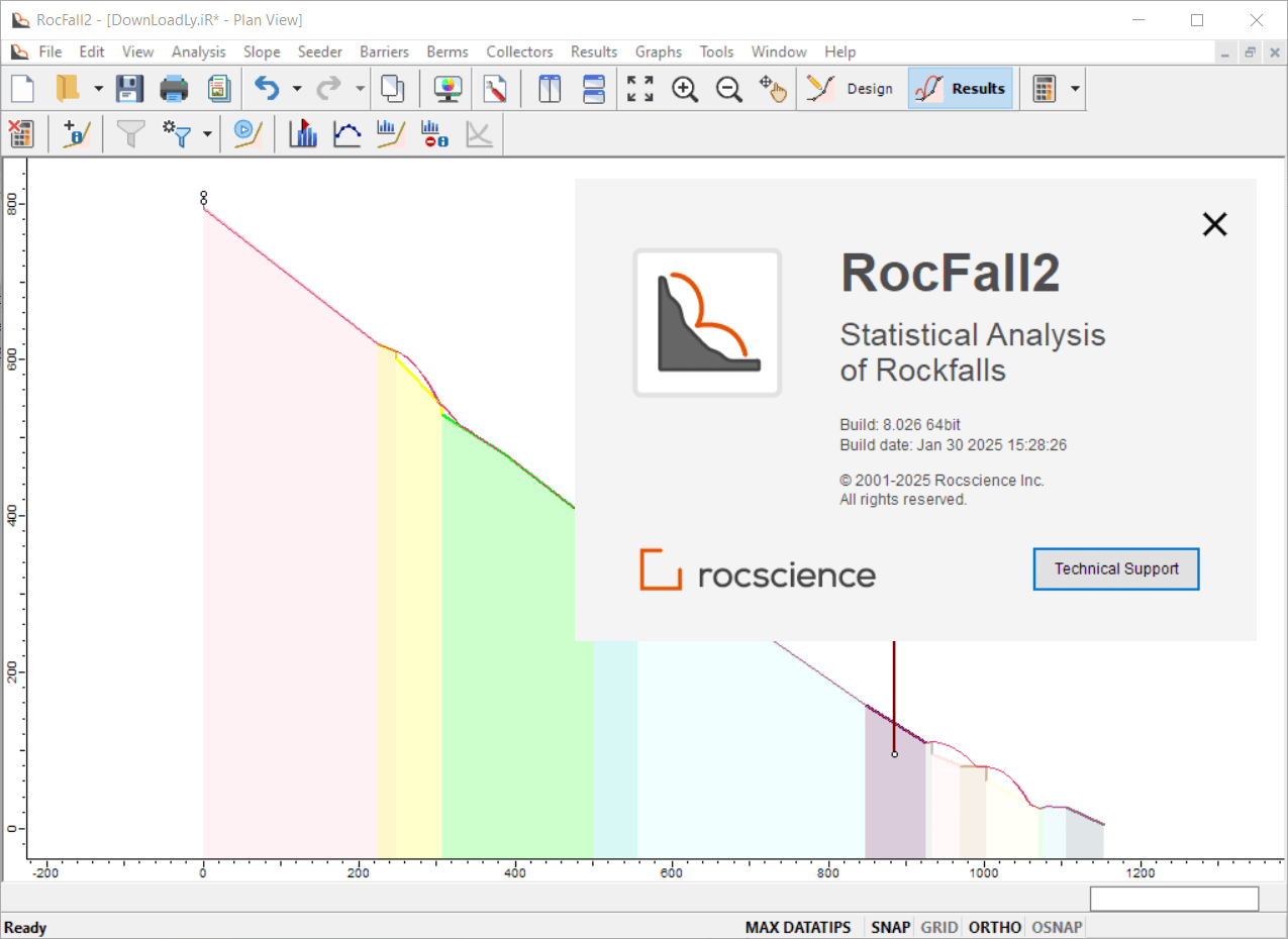 Rocscience RocFall2 v8.0 x64 一机一码注册版二维统计分析程序Rocscience RocFall2评估存在落石风险的边坡工具060362