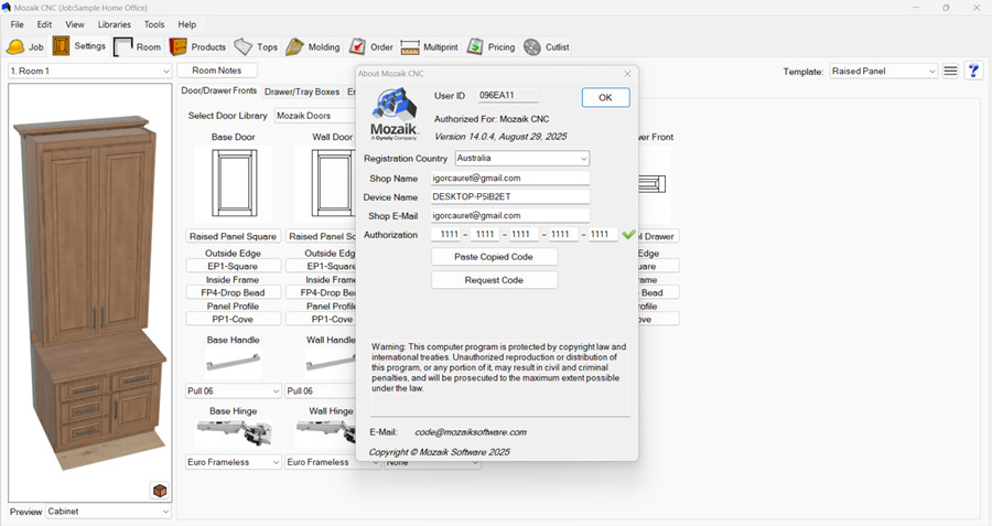 Mozaik CNC v14.0.4 定制木作工坊设计的专业橱柜设计与制造软件010342【】