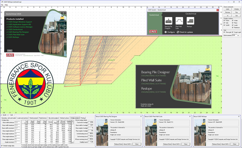 CADS Geotechnical 2024.0.2 板桩横隔板割线墙和支柱的专业软件边坡稳定性分析承载桩和挡土墙的分析与设计工具011398
