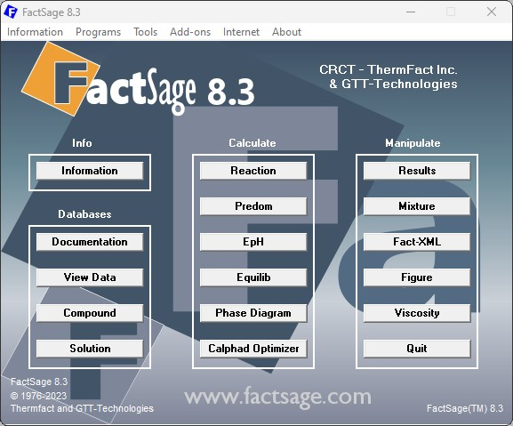 FactSage 8.3 加密狗版热力学计算软件多相平衡模拟相图绘制热力学优化工具061071