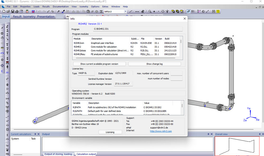ROHR2 v33.1 一机一码注册版压力管道及钢结构静态和动态应力分析工具061072