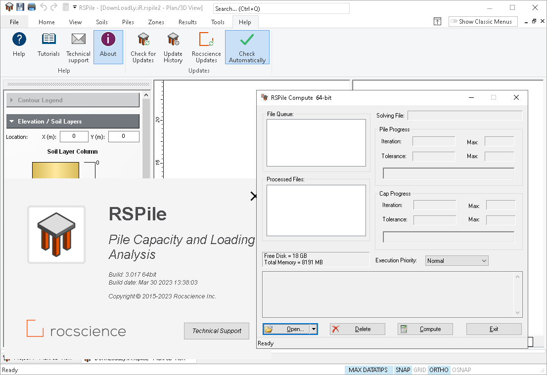 Rocscience RSPile v3.017 加密狗版计算桩承载力分析土壤或岩石中荷载软件工具060394