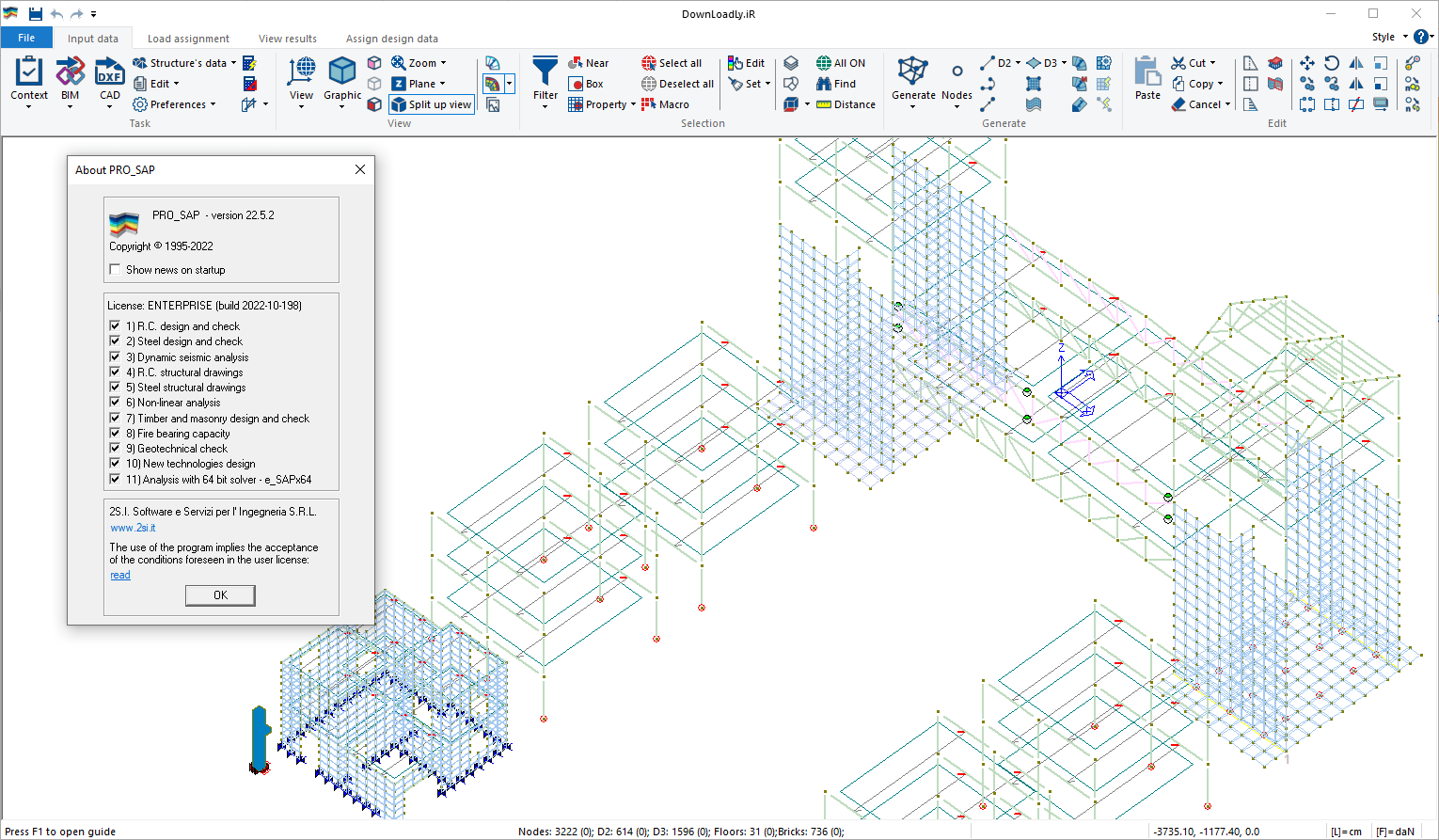 PRO SAP 22.5 加密狗版专业结构分析程序建筑结构建模和静态分析工具010565